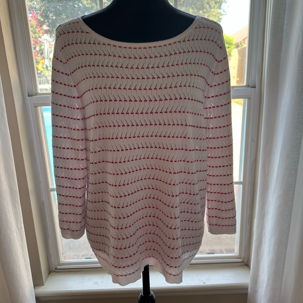 Croft & Barrow White and Red Knit Sweater